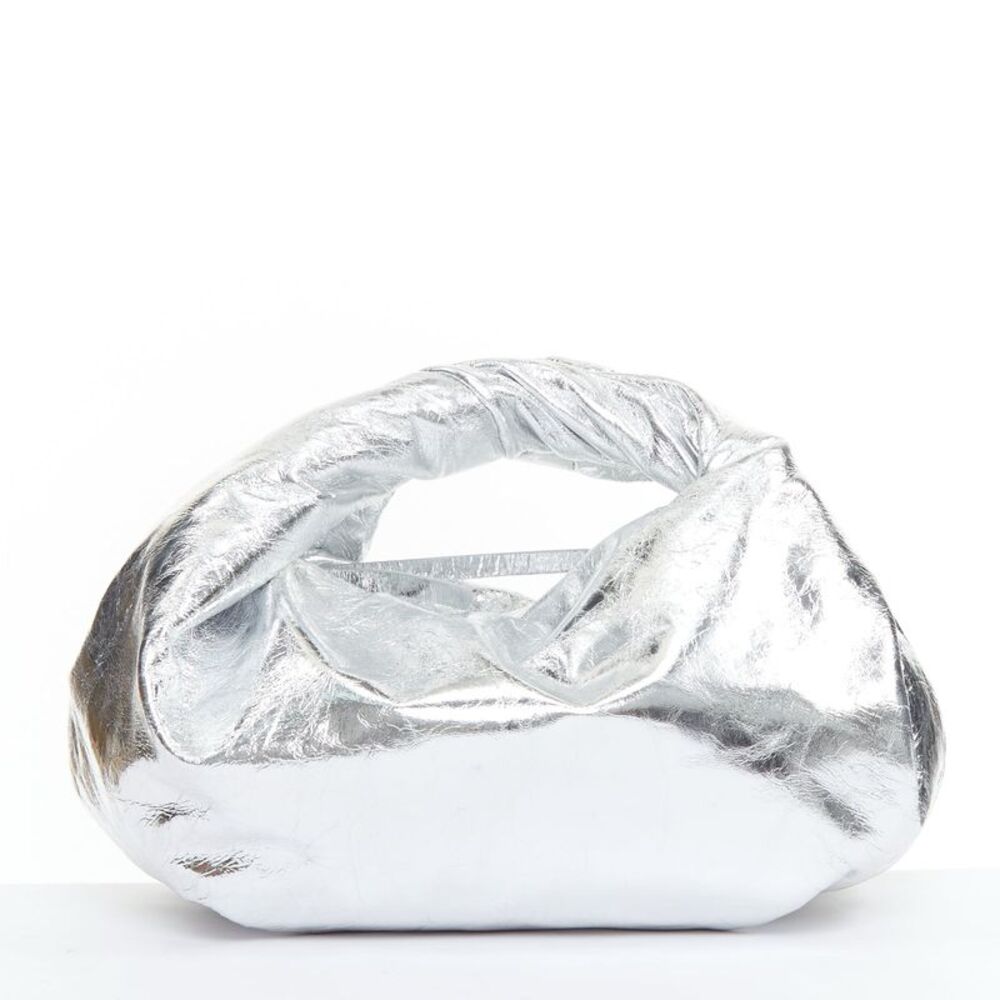 DRIES VAN NOTEN Twist silver metallic textured leather top handle bag - Picture 1 of 8